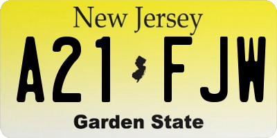 NJ license plate A21FJW