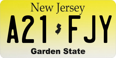 NJ license plate A21FJY