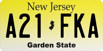 NJ license plate A21FKA