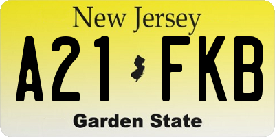 NJ license plate A21FKB