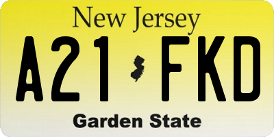 NJ license plate A21FKD