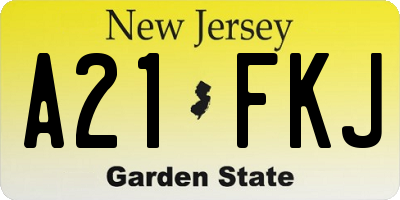 NJ license plate A21FKJ