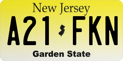 NJ license plate A21FKN