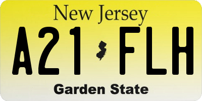 NJ license plate A21FLH