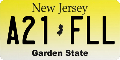 NJ license plate A21FLL