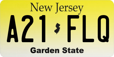 NJ license plate A21FLQ