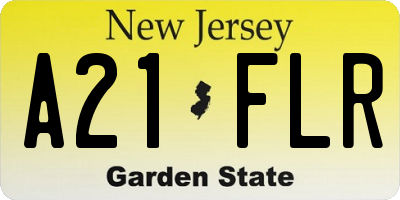 NJ license plate A21FLR