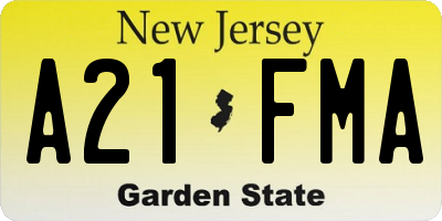 NJ license plate A21FMA