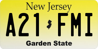NJ license plate A21FMI