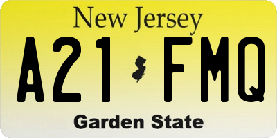 NJ license plate A21FMQ
