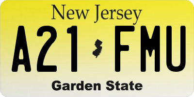 NJ license plate A21FMU