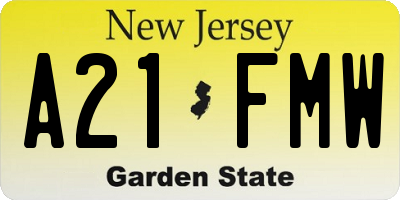 NJ license plate A21FMW
