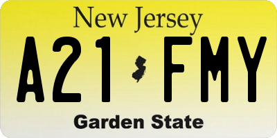 NJ license plate A21FMY