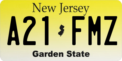 NJ license plate A21FMZ