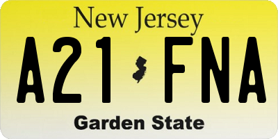 NJ license plate A21FNA
