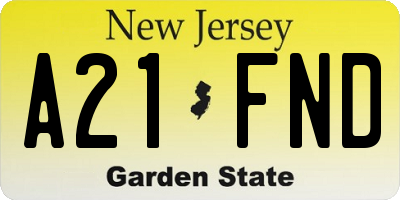 NJ license plate A21FND