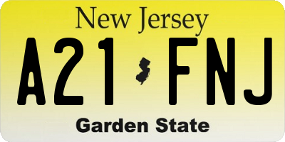 NJ license plate A21FNJ