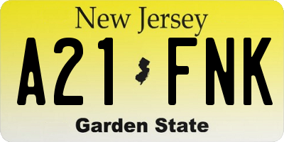 NJ license plate A21FNK
