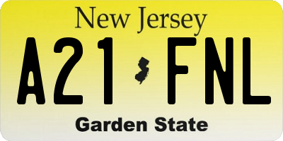 NJ license plate A21FNL