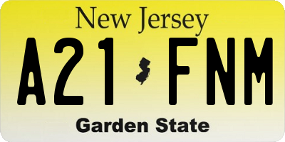 NJ license plate A21FNM