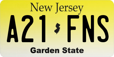 NJ license plate A21FNS
