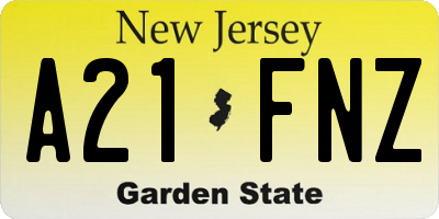 NJ license plate A21FNZ