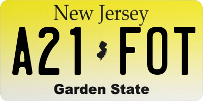NJ license plate A21FOT