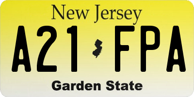 NJ license plate A21FPA