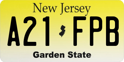 NJ license plate A21FPB