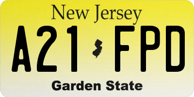 NJ license plate A21FPD