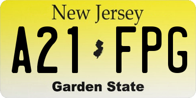NJ license plate A21FPG