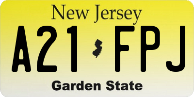 NJ license plate A21FPJ