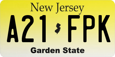 NJ license plate A21FPK