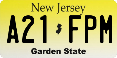 NJ license plate A21FPM