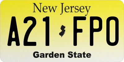 NJ license plate A21FPO