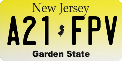 NJ license plate A21FPV