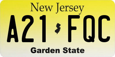 NJ license plate A21FQC