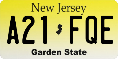 NJ license plate A21FQE