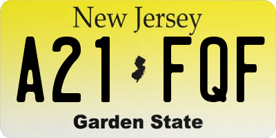 NJ license plate A21FQF