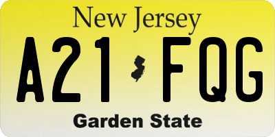 NJ license plate A21FQG