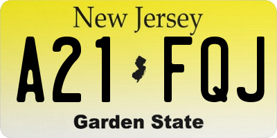NJ license plate A21FQJ