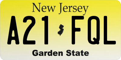NJ license plate A21FQL
