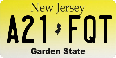 NJ license plate A21FQT