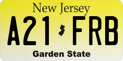 NJ license plate A21FRB