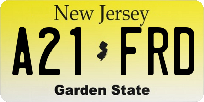 NJ license plate A21FRD