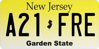 NJ license plate A21FRE