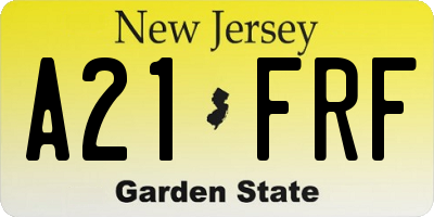 NJ license plate A21FRF