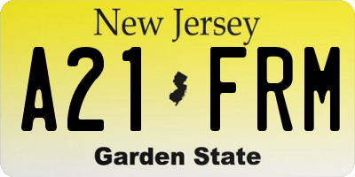 NJ license plate A21FRM