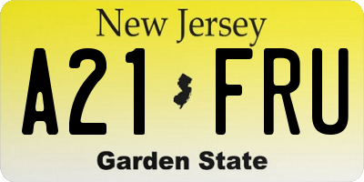NJ license plate A21FRU