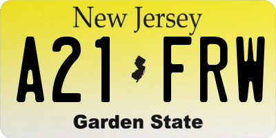 NJ license plate A21FRW